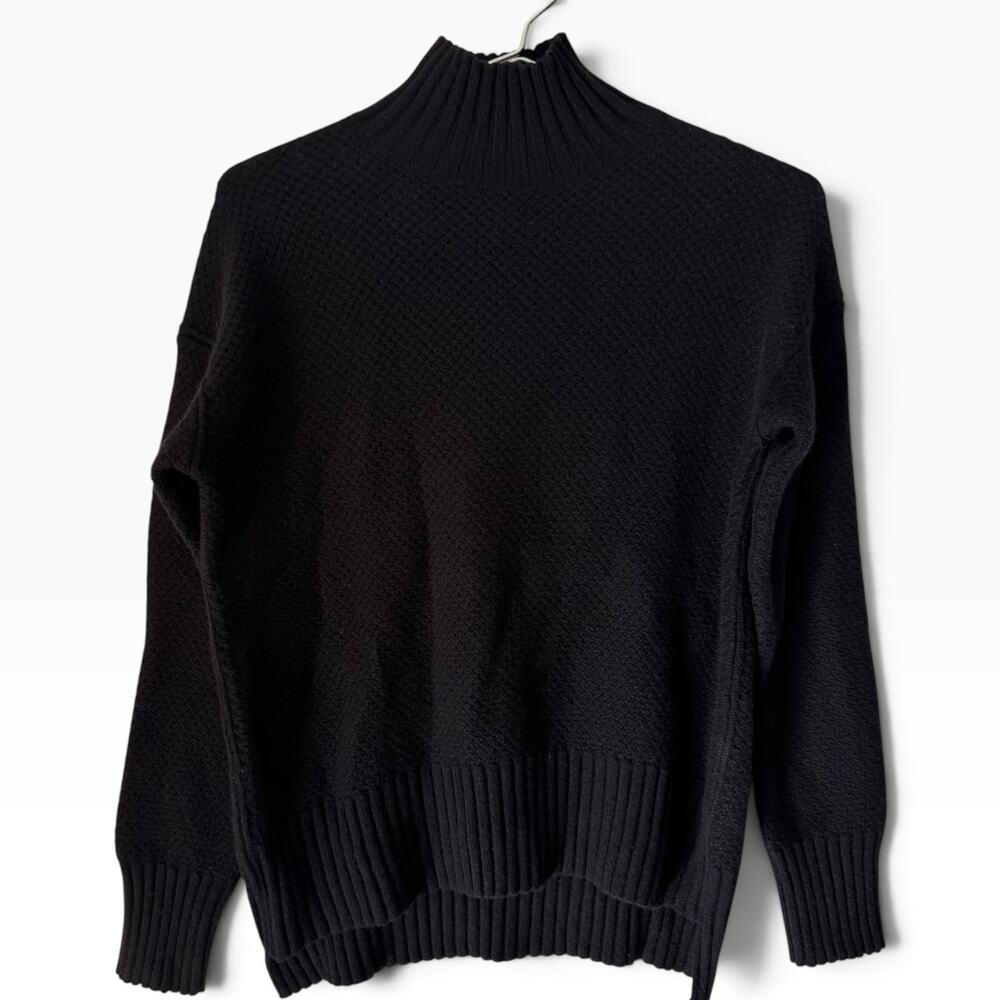Everlane Recycled Cashmere Waffle Knit Turtleneck Sweater Black Women’s Size XS